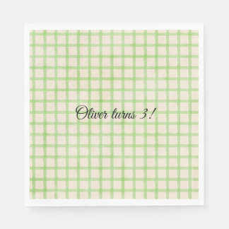 En Papier Serviette personnalisée avec motif gingham vert