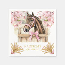 Serviette Personnalisée Cheval – Rose Pâle Campagn