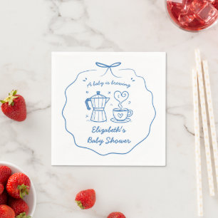 En Papier Serviette pour Baby Shower Blue Baby Is Brewing Co