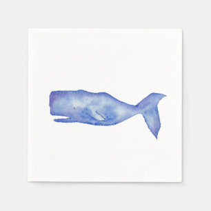 En Papier Serviette pour cocktail baleine aquarelle