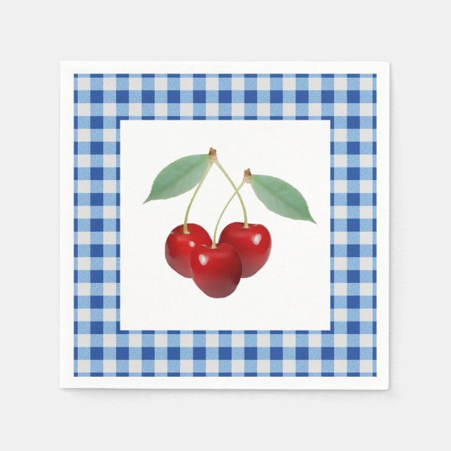 En Papier Serviette Retro Cerises Napkin (Devant)