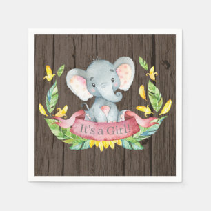 En Papier Serviette rose Baby shower Eléphant Rustique