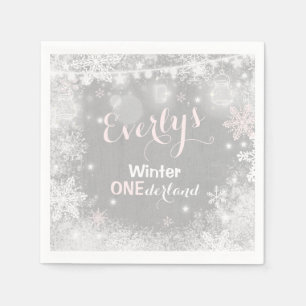 En Papier Serviette rustique de partie d'ONEderland d'hiver