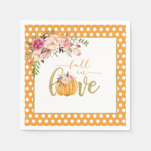 En Papier Serviette Tombez amoureux - Points orange