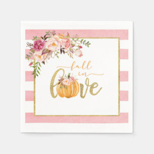 En Papier Serviette Tombez amoureux - Rayures roses