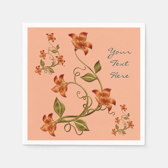 En Papier Serviettes à motifs floraux de Lillies orange (Devant)