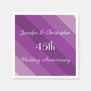 En Papier Serviettes à rayures violettes, 45e anniversaire d