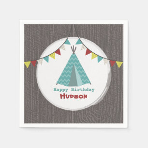 En Papier Serviettes d'anniversaire de Tipi de turquoise
