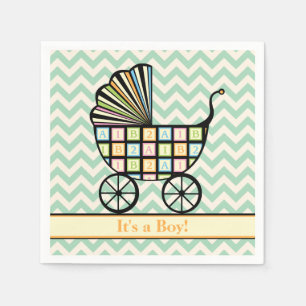 En Papier Serviettes de baby shower de poussette des blocs