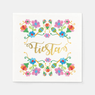 En Papier Serviettes de broderie mexicaine Fiesta Florale d'