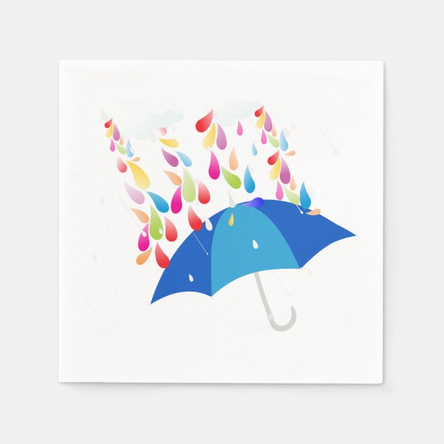 En Papier Serviettes de douche à parapluie bleu (Devant)