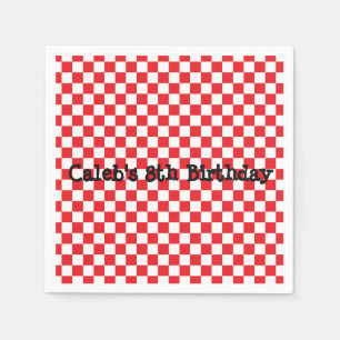 En Papier Serviettes de fête d'anniversaire à carreaux rouge