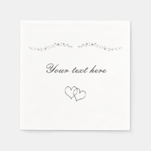 En Papier Serviettes de mariage cœurs et paillettes argentés