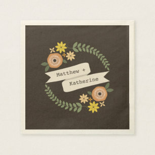 En Papier Serviettes de Mariage de couronnes florales orange
