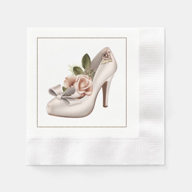 En Papier Serviettes de mariage élégantes avec chaussure Mar (Devant)