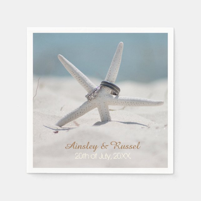 En Papier Serviettes de mariage Starfish Beach (Devant)