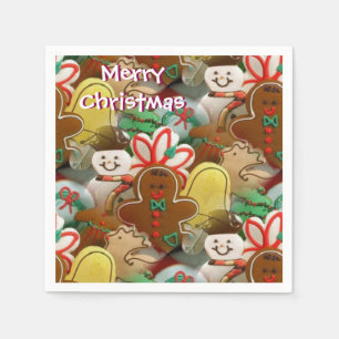 En Papier Serviettes de motif de biscuits de Noël