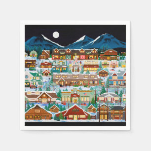 En Papier Serviettes d'un village de Noël