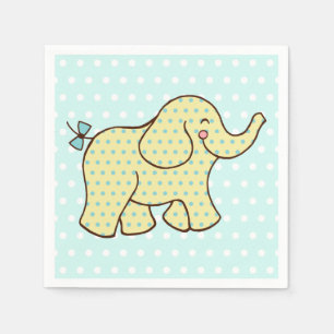 En Papier Serviettes Éléphant Jaune Aqua