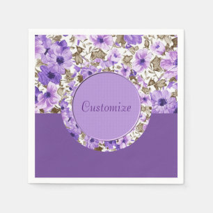 En Papier Serviettes Fleuries Violettes & Blanches Jolies 3