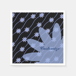 En Papier Serviettes florales de motif de guirlande bleue