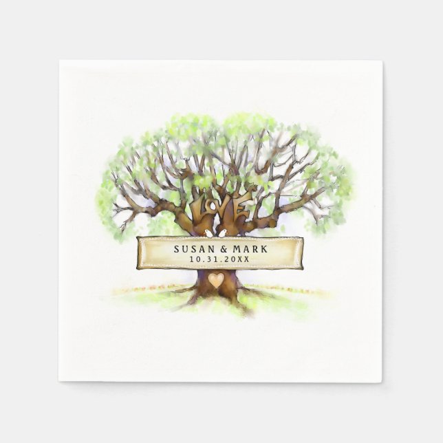 En Papier Serviettes mariages - L'arbre d'amour (Devant)
