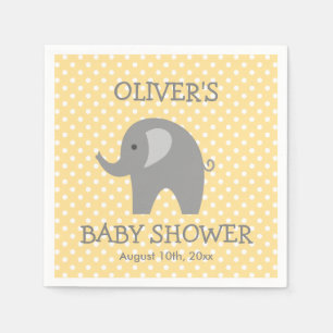 En Papier Serviettes mignonnes jaunes et grises de baby