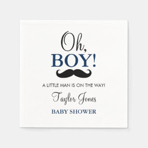 En Papier Serviettes pour Baby Shower Moustache Oh Boy