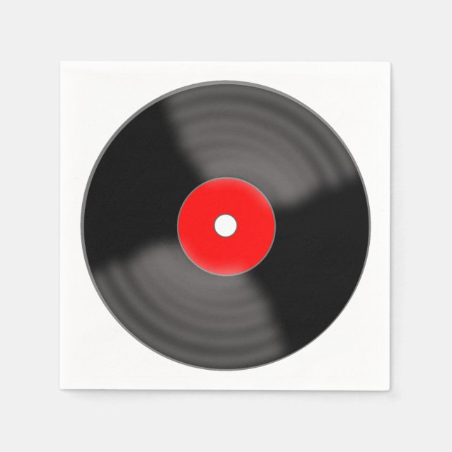 En Papier Serviettes Retro Red Vinyl Record (Devant)