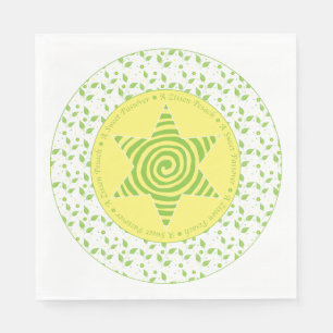 En Papier Serviettes standard Pâques ""Feuilles verts/jaune