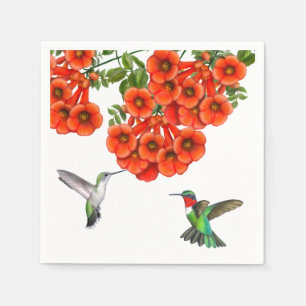 En Papier Serviettes Throated rouges de couples de colibri