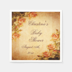 En Papier Serviettes Vintage Damask Shabby Chic Roses Péches