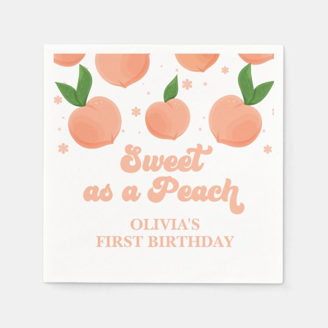 En Papier Servir comme une serviette d'anniversaire Peach (Devant)