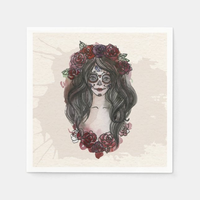 En Papier Simple Dia de los Muertos | Serviette de table (Devant)