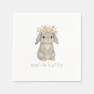 En Papier Un lapin tourne une première serviette d'anniversa
