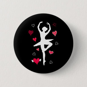 En Pointe Ballet Dancing Ballerina Girls Women Hea 2 Inch Round Button