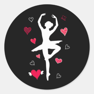 En Pointe Ballet Dancing Ballerina Girls Women Hea Classic Round Sticker