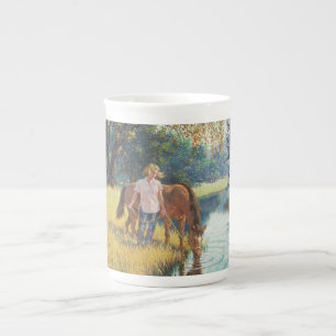 En Porcelaine CHEVAL et FILLE POTABLES - tasse d'Arthur Sarnoff