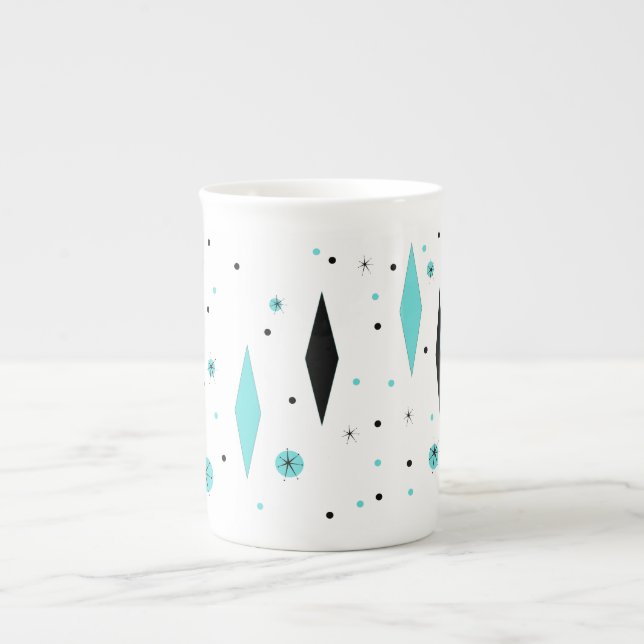 En Porcelaine Rétros diamants de turquoise et tasse de (Devant)