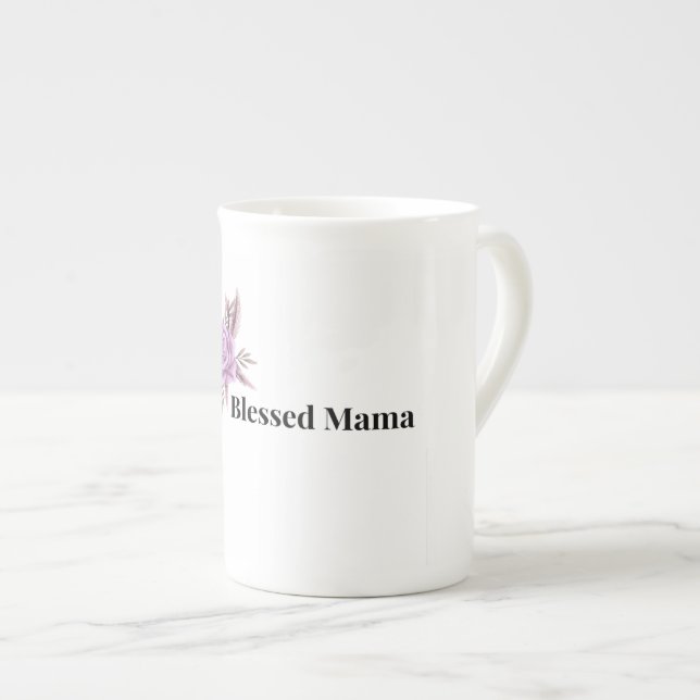 En Porcelaine Tasse à café florale Maman bénie (Devant droit)