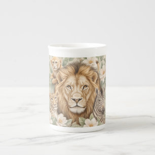 En Porcelaine Tasse à café Lion Safari Botanique