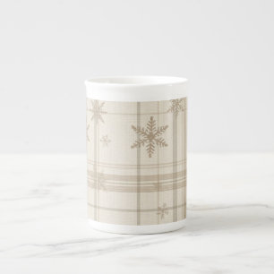 En Porcelaine Tasse à carreaux Gingham flocon de neige – Ferme N
