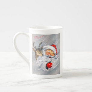 En Porcelaine Tasse à thé de rennes de Père Noël rétro vint