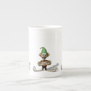 En Porcelaine Tasse de Noël, Elfe, Joyeux Noël
