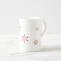 Tasse rouge de café express des flocons de neige |