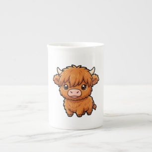 En Porcelaine Tasse spéciale bébé vache Highland mignonne