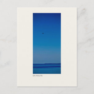EN ROUTE — Minimal Airplane & Blue Sky Photo Postc Postcard