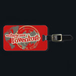 en route pour l'aventure red luggage tag<br><div class="desc">en route pour l'aventure french graphic text tag meaning way to adventure. Tag in bright red helping you find your case easier. Customize the reverse of this tag with your name and address details. Designed exclusively by Sarah Trett.</div>