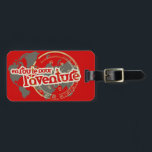 en route pour l'aventure red luggage tag<br><div class="desc">en route pour l'aventure french graphic text tag meaning way to adventure. Tag in bright red helping you find your case easier. Customize the reverse of this tag with your name and address details. Designed exclusively by Sarah Trett.</div>