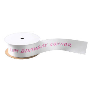En Satin Anniversaire Neon Hot rose ruban avec nom